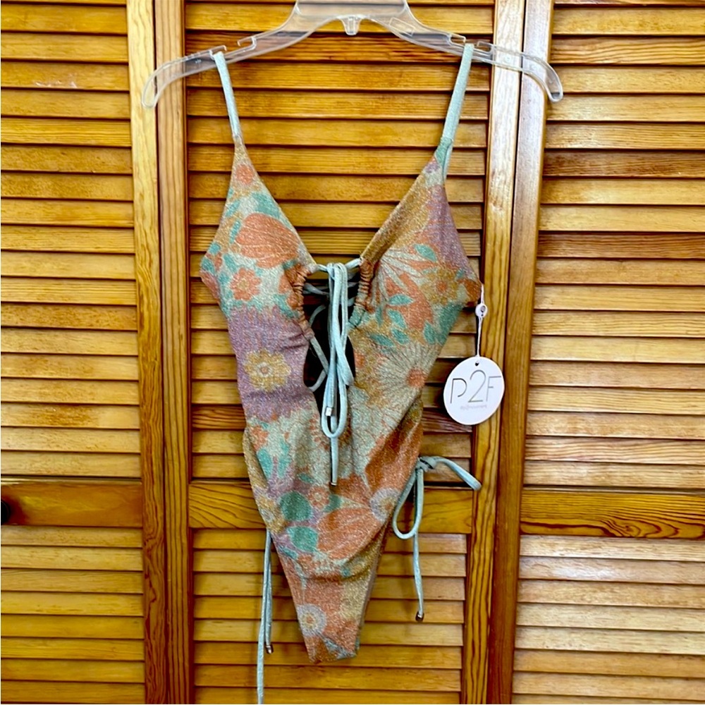 Floral One-Piece Swimsuit P2F Power to the Flower swim 
NEW with tags